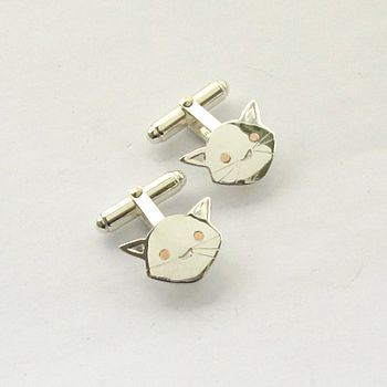 Cat Cufflinks Silver And Gold, 2 of 3