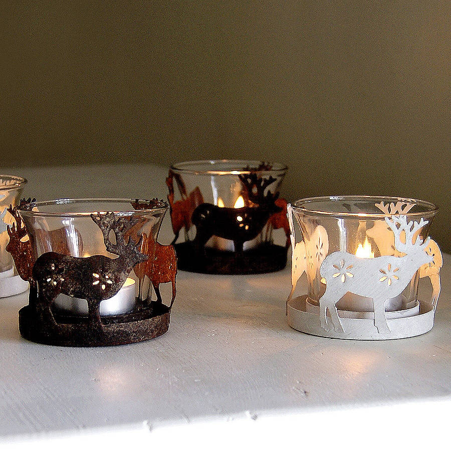 reindeer tea light votive by red lilly