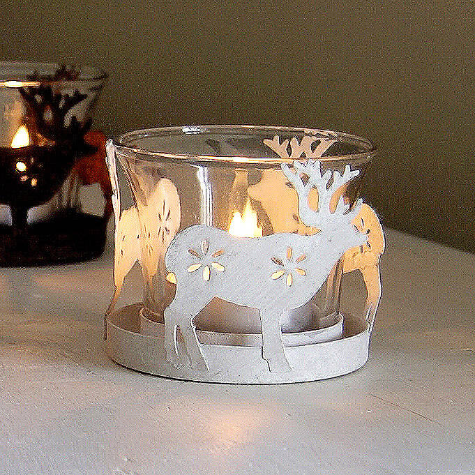 reindeer tea light votive by red lilly