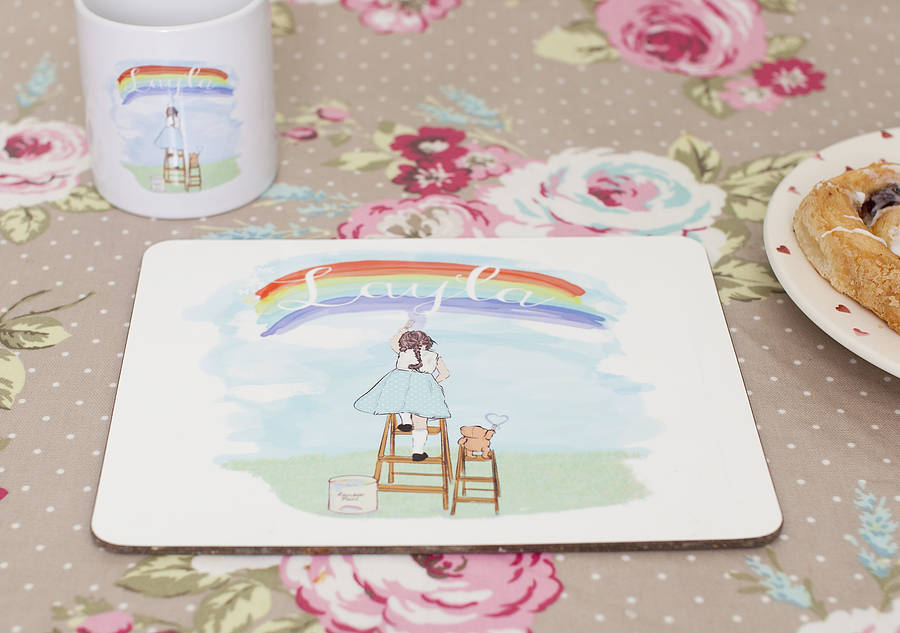 Children S Personalised Placemat Rainbows By Lily Summery