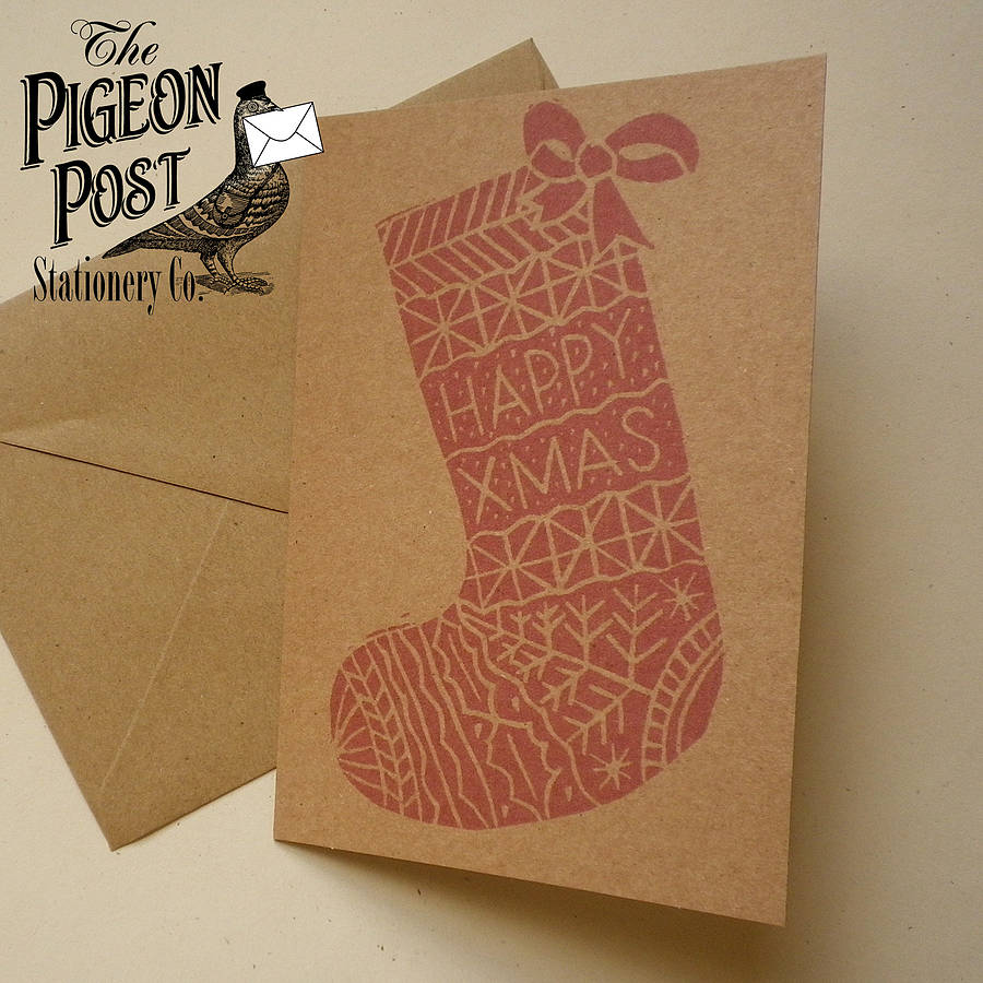 Recycled Christmas Stocking Card By Glyn West Design | notonthehighstreet.com