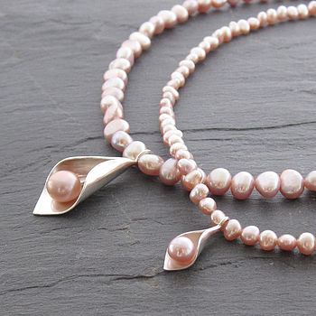 Calla Lily Pearl Necklaces, 3 of 9