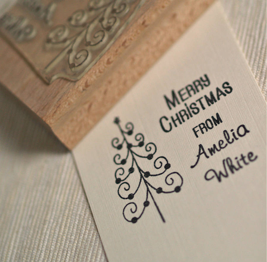 Personalised Christmas Tree Rubber Stamp, 1 of 2