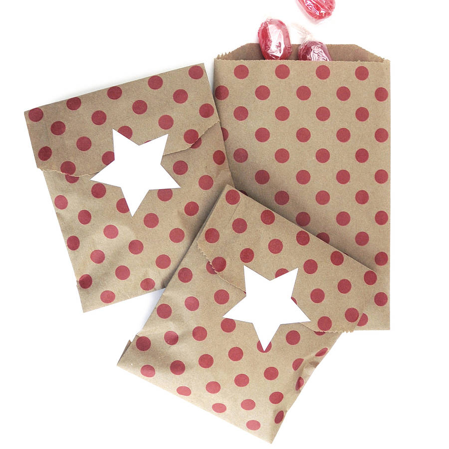 Red Polka Dot Brown Paper Bags By Peach Blossom