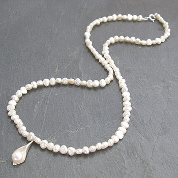 Calla Lily Pearl Necklaces, 5 of 9