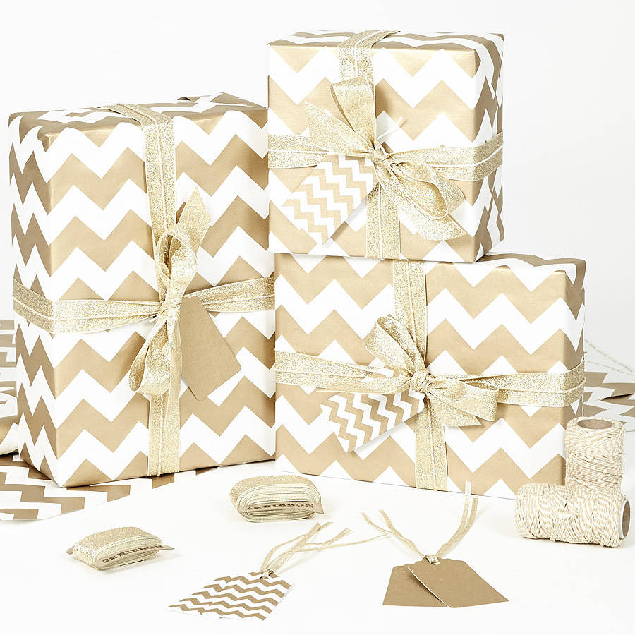 gold chevron wrapping paper