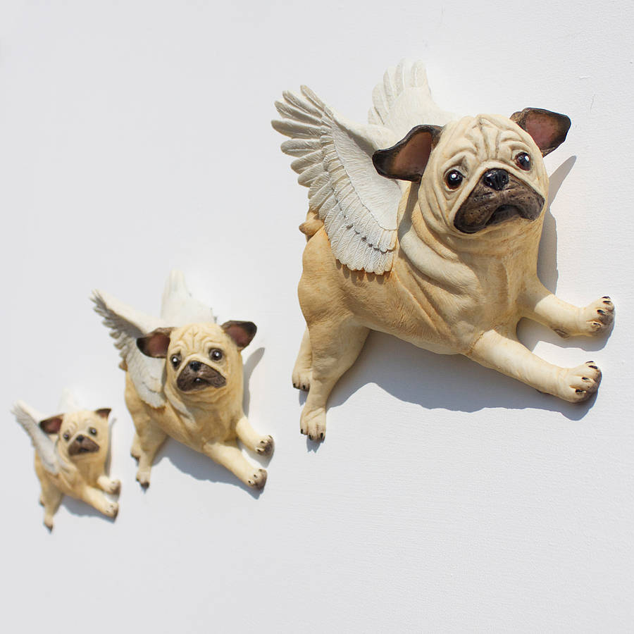 Hand Painted Flying Pug Wall Art, 1 of 3