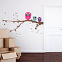 Patterned Owls On A Branch Wall Sticker Set, thumbnail 1 of 2
