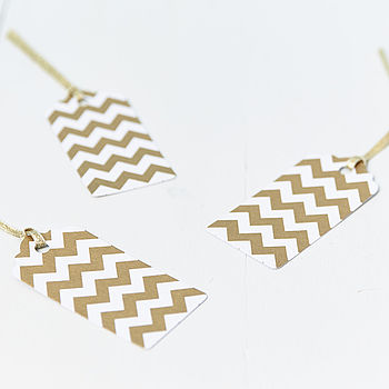 Gold Chevron White Christmas Wrapping Tags, 6 of 10