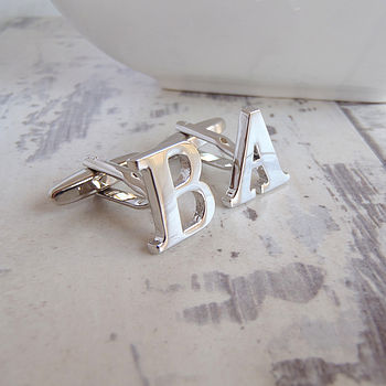 Silver Plated Initial Cufflinks, 2 of 5