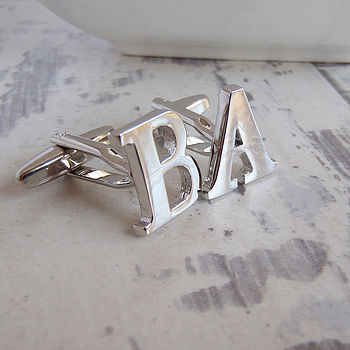 Silver Plated Initial Cufflinks, 3 of 5