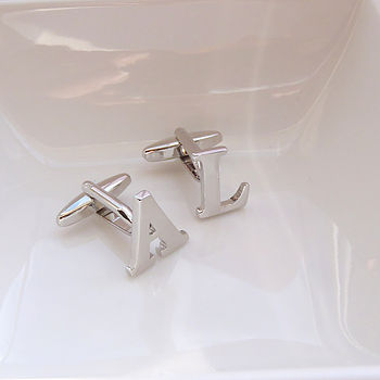 Silver Plated Initial Cufflinks, 4 of 5