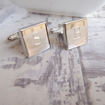 Personalised Silver Letter Tile Cufflinks, 3 of 5