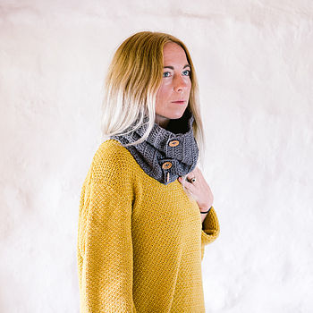 Chunky Organic Cotton Button Cowl Scarf, 2 of 9