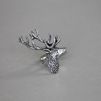 Pewter Stag's Head Cufflinks, 2 of 3