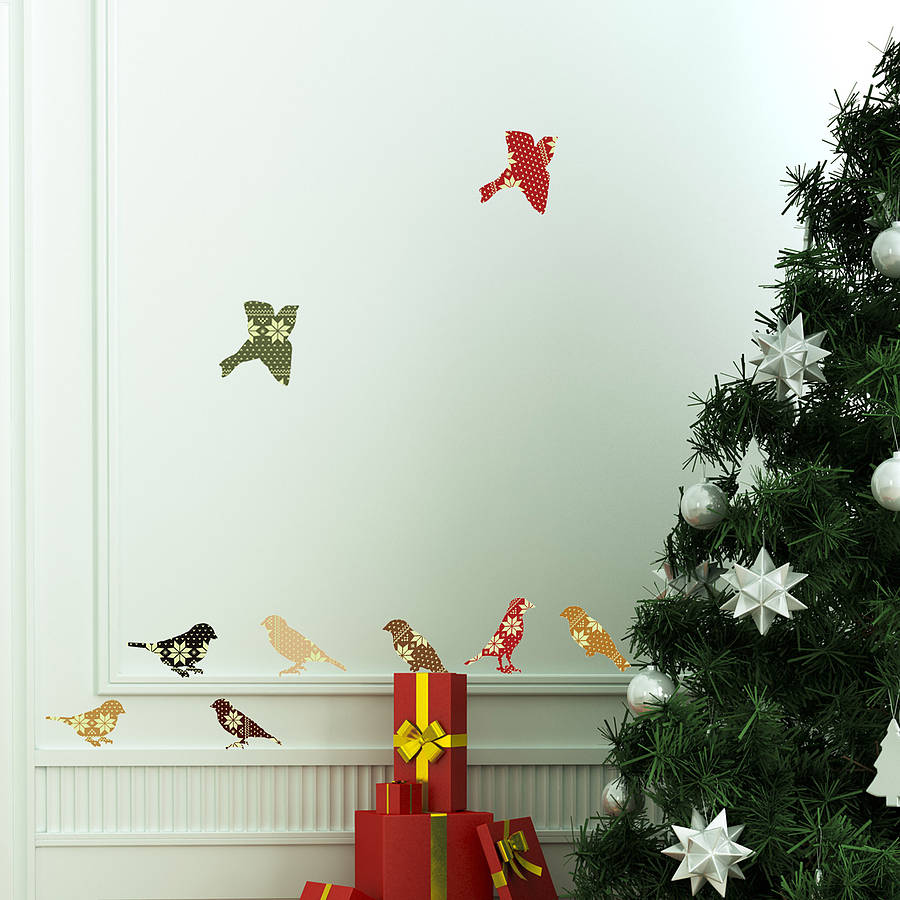 'christmas patterned birds' wall stickers by oakdene ...