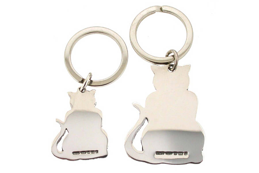 Personalised Sterling Silver Cat Keyring Free Engraving By DavidLouis