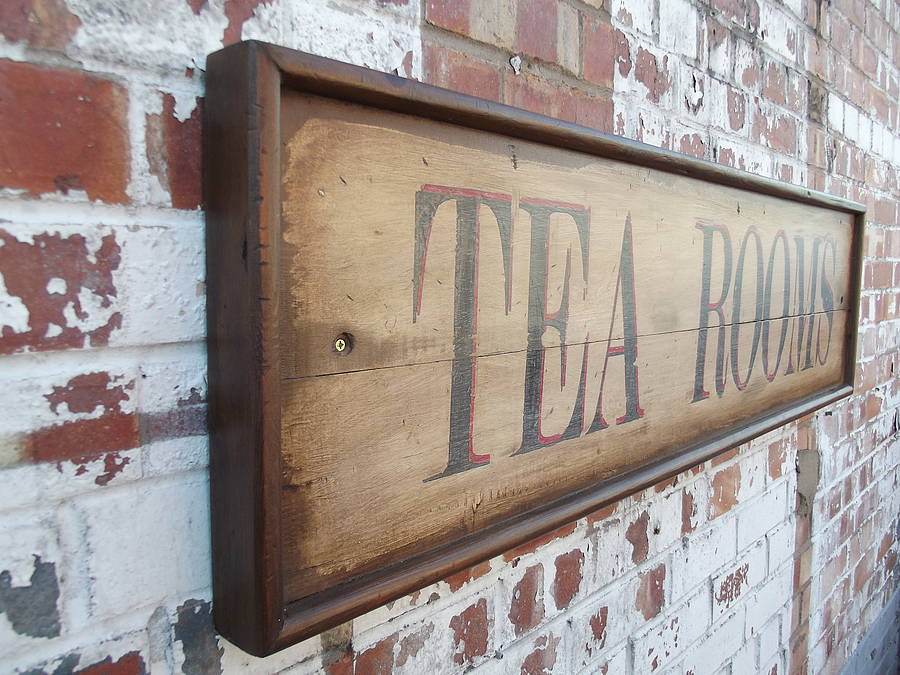 Large Tea Rooms Sign By WOODS VINTAGE HOME INTERIORS