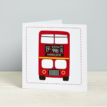 New Baby Card: Personalised Red Bus, 6 of 6