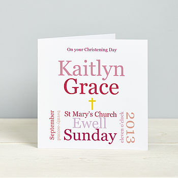 Typographic Personalised Christening Card, 6 of 8