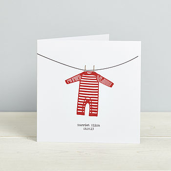 Personalised New Baby: Sleepsuit Card By Spotty N Stripy ...
