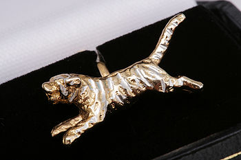 Tiger Cufflinks 18ct Gold On Silver, 2 of 3