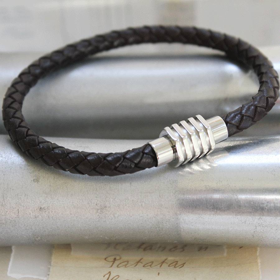 mens leather bracelet with contempoary clasp by zamsoe ...