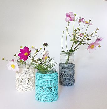 Organic Cotton Crochet Candle Lantern And Vase, 4 of 6