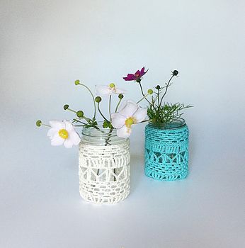 Organic Cotton Crochet Candle Lantern And Vase, 6 of 6