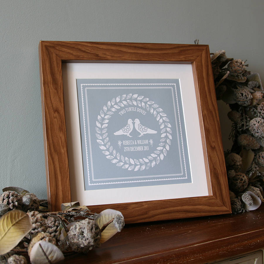 Two Turtle Doves Personalised Canvas Print, 1 of 7