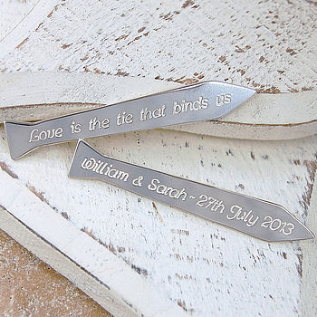 Personalised Silver Tie Collar Stiffeners, 2 of 4