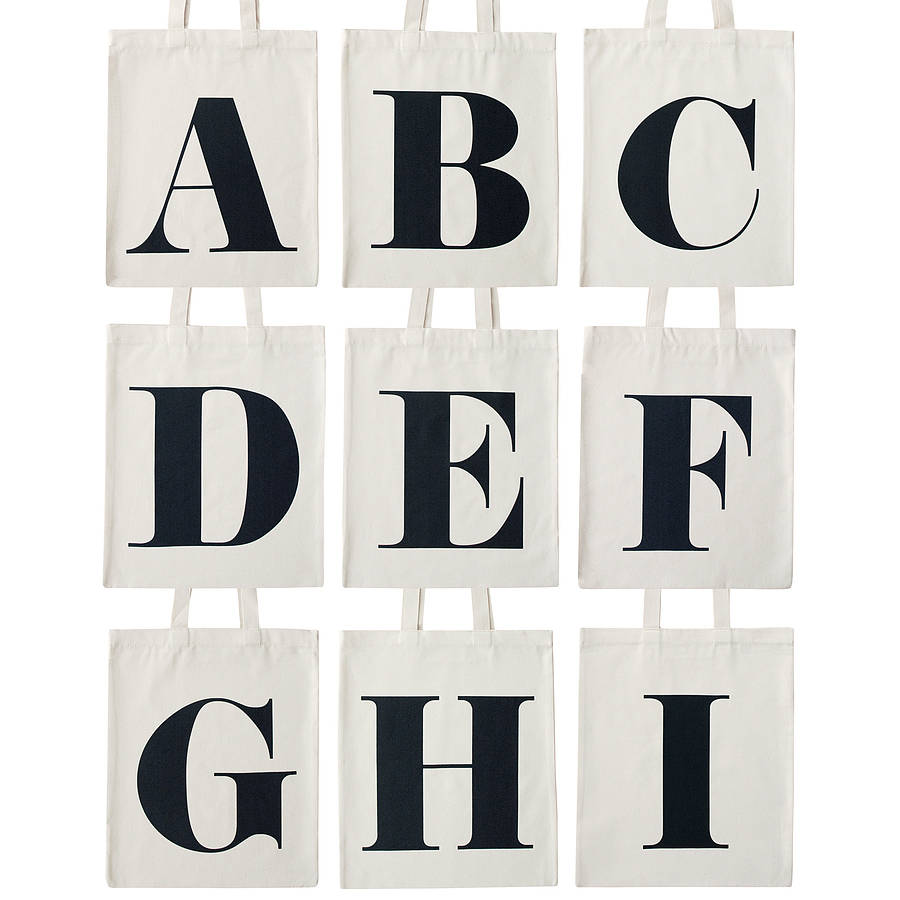 natural cotton initial tote bag by alphabet bags | notonthehighstreet.com