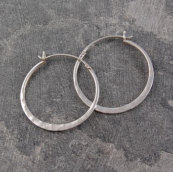Battered Silver Small Hoop Earrings, 6 of 8