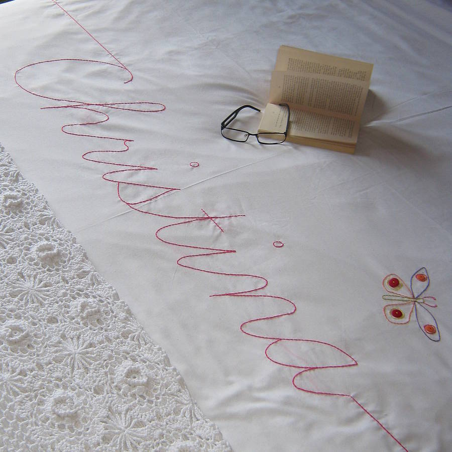 Personalised Embroidered Script Duvet Cover, 1 of 11