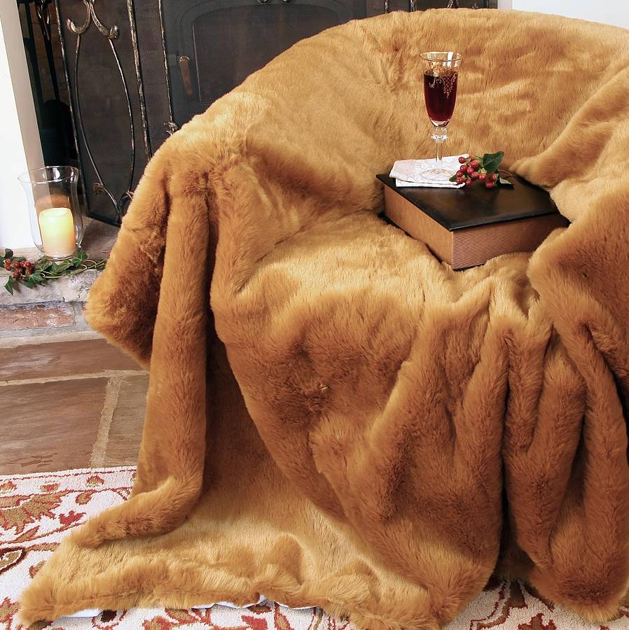 large luxury camel faux fur throw throw by dibor