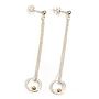 Silver Open Circle With Gold Ball Long Loop Earrings, thumbnail 2 of 6