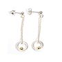Silver Open Circle With Gold Ball Medium Loop Earrings, thumbnail 2 of 5
