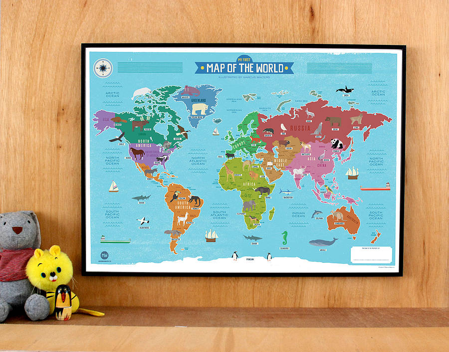 My First World Map Poster By Marcus Walters Studio