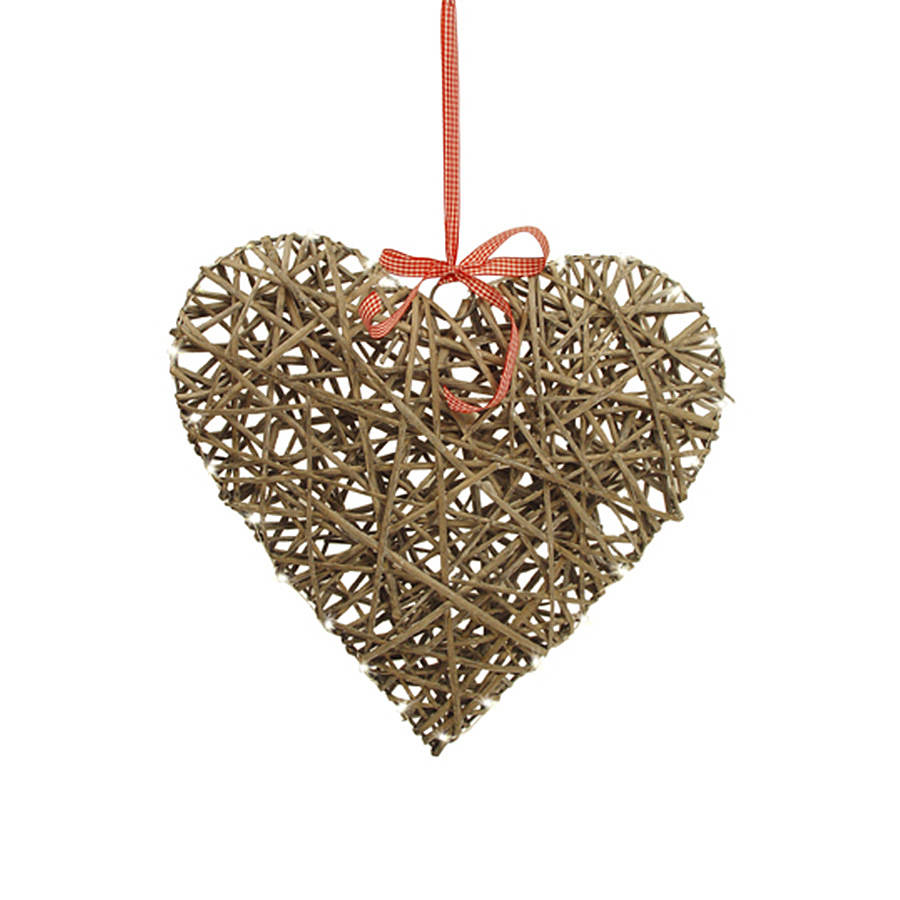 Hanging Willow Heart With LED Lights By Otters Barn Interiors