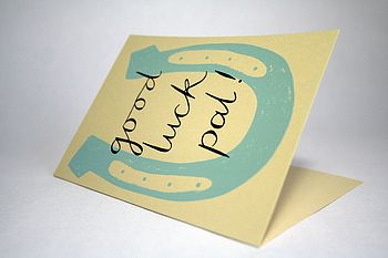 Good Luck Pal Hand Printed Card, 2 of 2