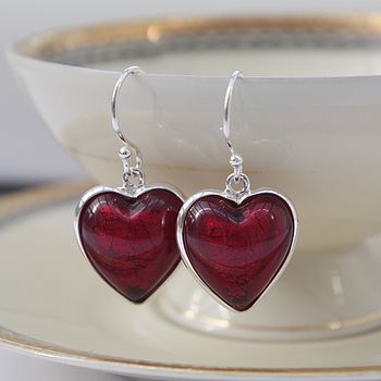 Murano Glass And Silver Heart Earring By Claudette Worters