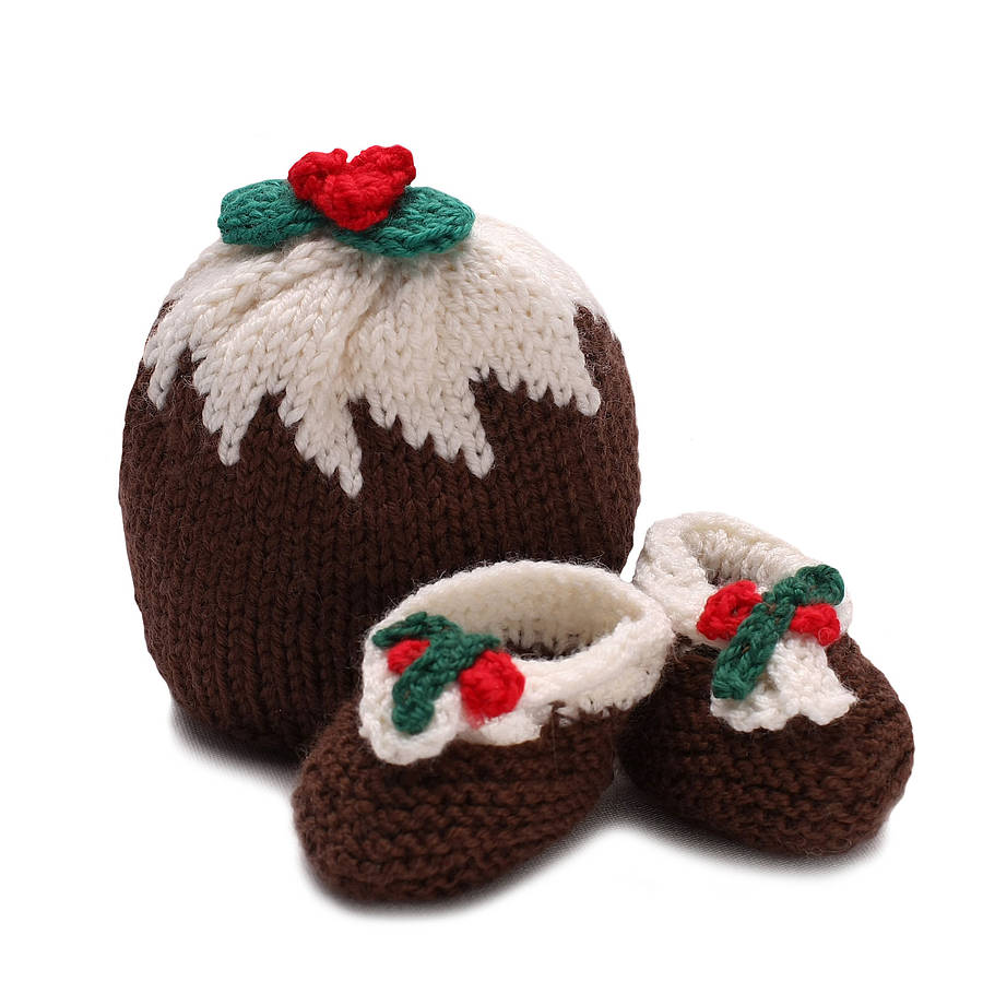 Christmas Pudding Hat And Booties Set, 1 of 4