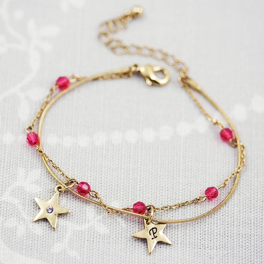 personalised delicate bead charm bracelet by j&s jewellery