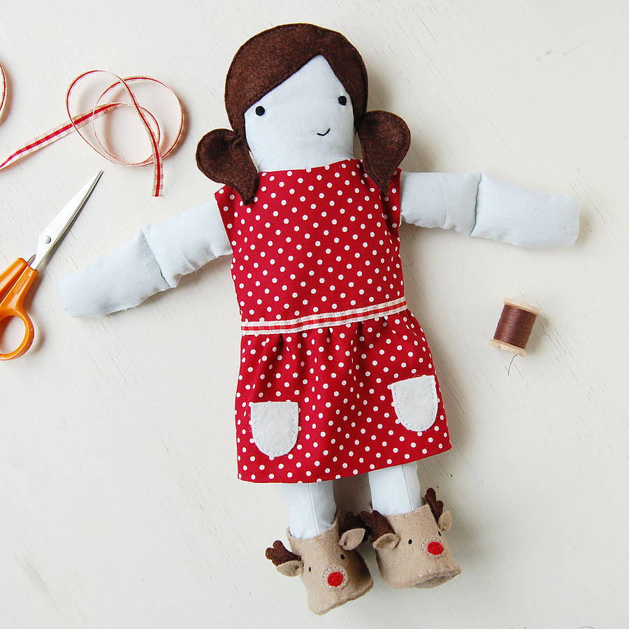 make your own festive doll dress kit by clara and macy