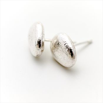Silver Pebble Stud Earrings, 2 of 6