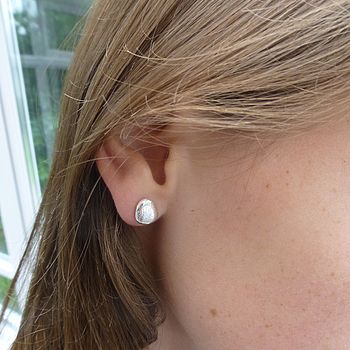 Silver Pebble Stud Earrings, 5 of 6