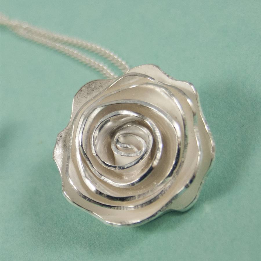 Sterling Silver Rose Pendant By Fragment Designs