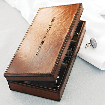Personalised Leather Cufflink Box Two Colours, 8 of 11