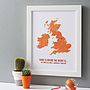 Personalised 'Where The Heart Is' UK Map Print, thumbnail 2 of 4