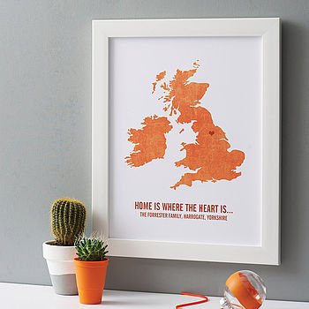 Personalised 'Where The Heart Is' UK Map Print, 2 of 4